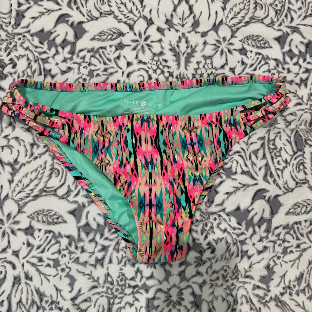 Shade & Shore Vibrant Pink and Green Bikini Bottom size L / XL